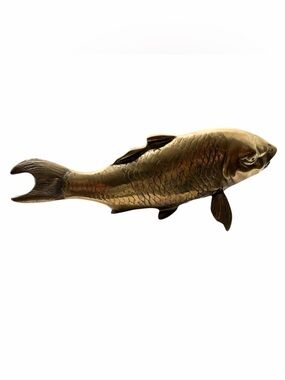 Vintage Chinese Koi Carp Fish Brass Figural Sculpture